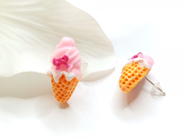 Schleifchen Eis Ohrstecker Waffeleis Ice